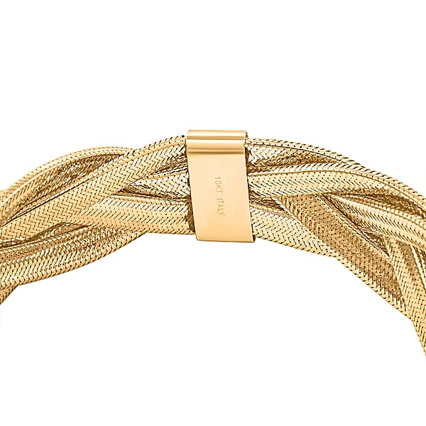 Shop Lc Italian 16.5mm Braided Stretch Bracelet In 10K Yellow Gold 6.15 Grams