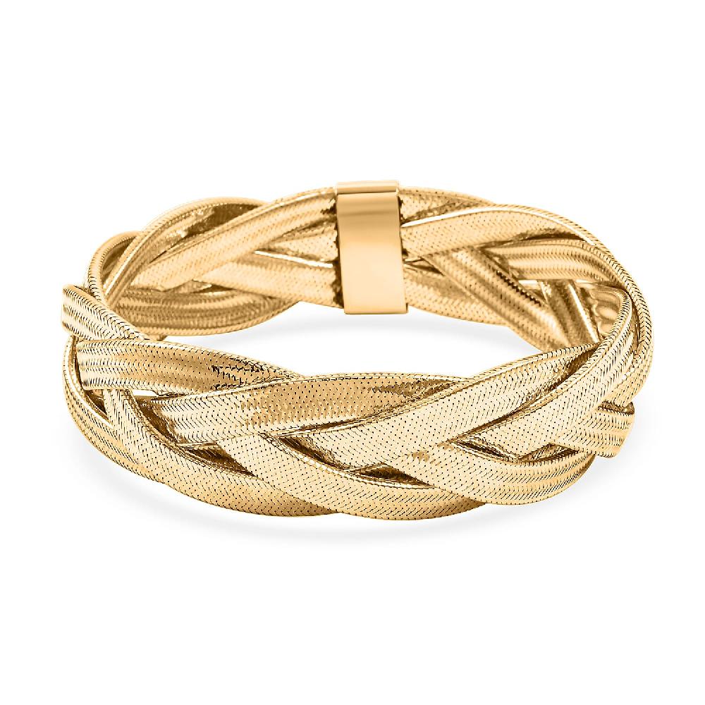 shop lc Italian 16.5mm Braided Stretch Bracelet in 10K Yellow Gold 6.15 Grams