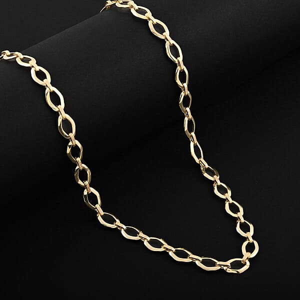 Shop Lc Italian 7mm Oval Marquise Kite Chain Necklace In 10K Yellow Gold 6 Grams 18-20 Inches