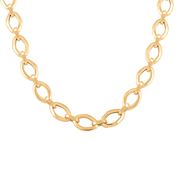 Shop Lc Italian 7mm Oval Marquise Kite Chain Necklace In 10K Yellow Gold 6 Grams 18-20 Inches