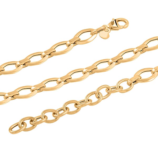 Shop Lc Italian 7mm Oval Marquise Kite Chain Necklace In 10K Yellow Gold 6 Grams 18-20 Inches