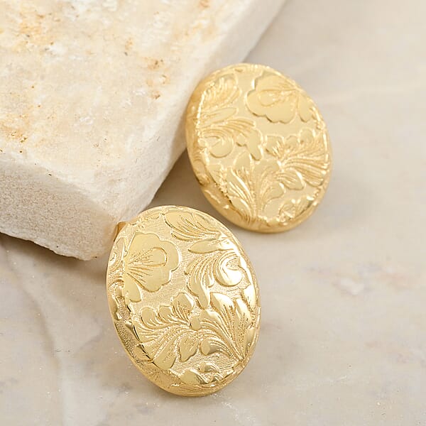 Shop Lc Italian Antique Stencil Earrings In 10K Yellow Gold 2.6 Grams