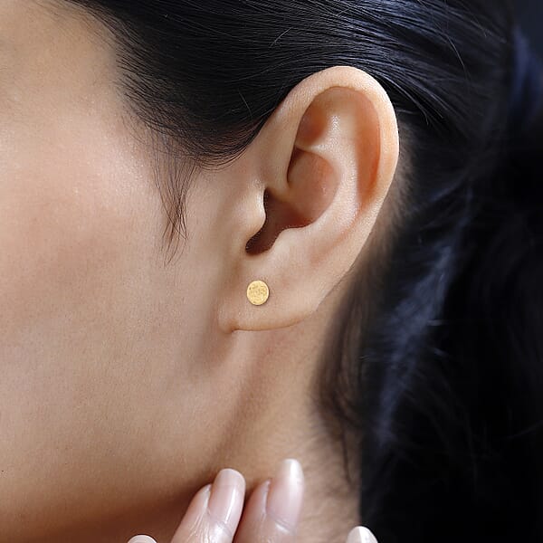 Shop Lc Italian Antique Stencil Earrings In 10K Yellow Gold 2.6 Grams
