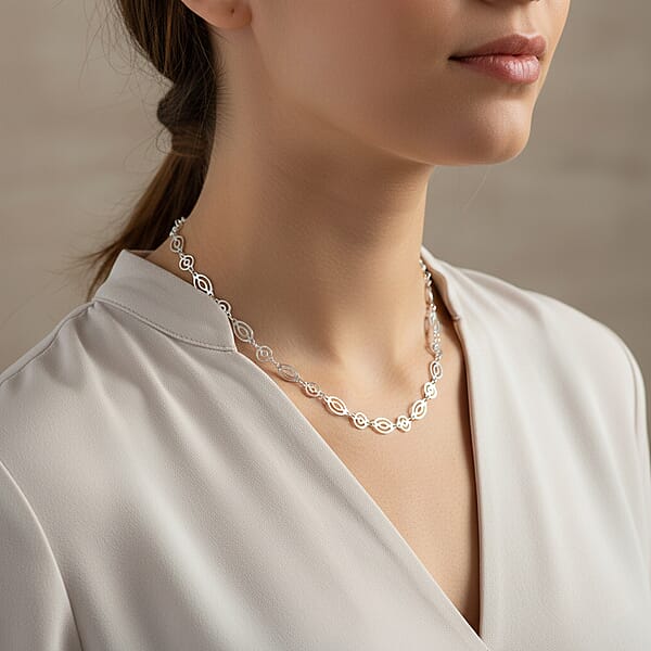 Shop Lc Italian Arte Chain Necklace In Rhodium Over Sterling Silver 4.62 Grams 20 Inches