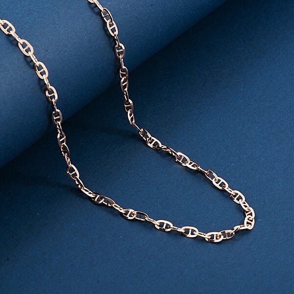 Shop Lc Italian Brillucci Chain Necklace In 14K Rose Gold Over Sterling Silver 4.84 Grams 20 Inches
