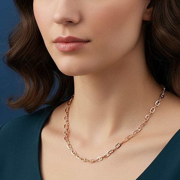 Shop Lc Italian Brillucci Chain Necklace In 14K Rose Gold Over Sterling Silver 4.84 Grams 20 Inches