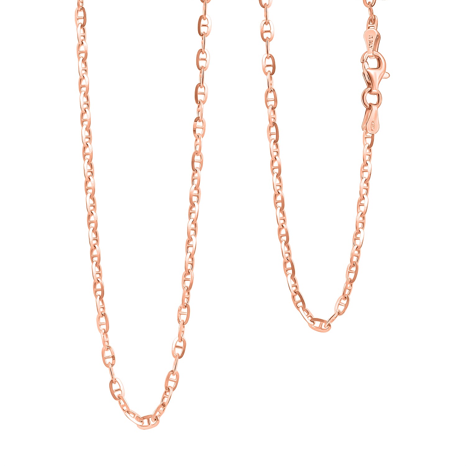 shop lc Italian Brillucci Chain Necklace in 14K Rose Gold Over Sterling Silver 4.84 Grams 20 Inches