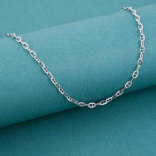 Shop Lc Italian Brillucci Chain Necklace In Rhodium Over Sterling Silver 4.84 Grams 20 Inches