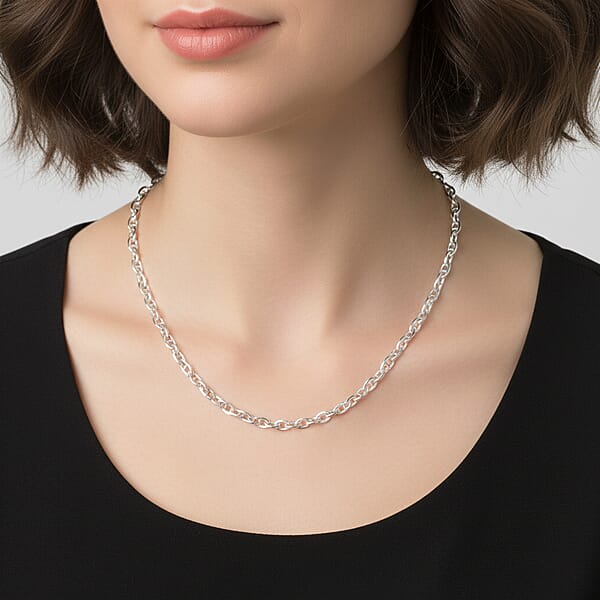 Shop Lc Italian Brillucci Chain Necklace In Rhodium Over Sterling Silver 4.84 Grams 20 Inches