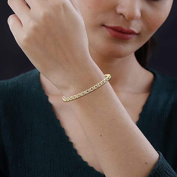 Shop Lc Italian Byzantine Links Chain Bracelet In 10K Yellow Gold (7.50 In) 4.60 Grams