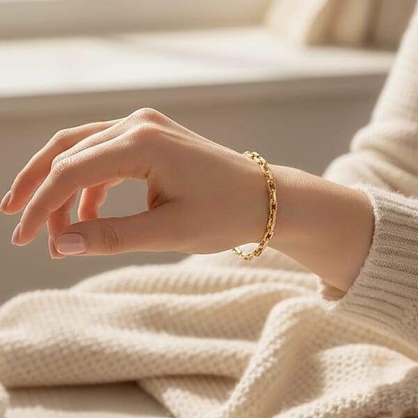 Shop Lc Italian Cable Link Chain Bracelet In 14K Yellow Gold Over Sterling Silver (7.50 In) 10.56 Grams