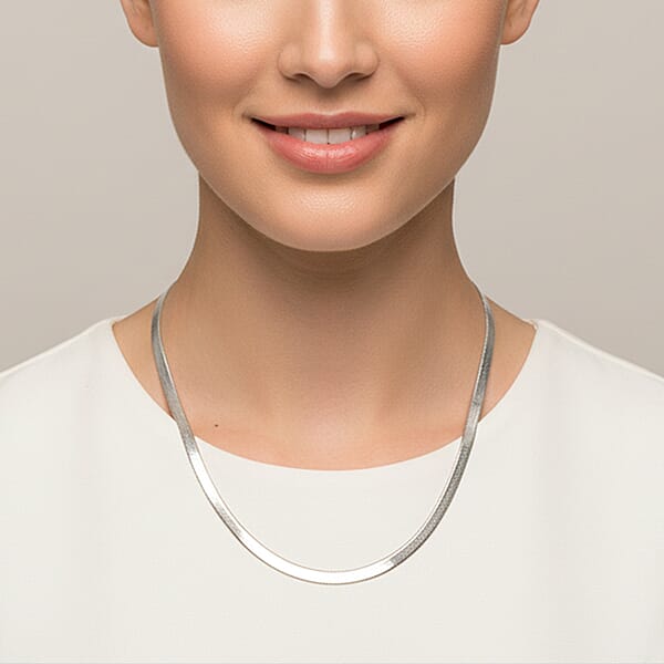 Shop Lc Italian Chain Necklace In Rhodium Over Sterling Silver 12.87 Grams 18 Inches