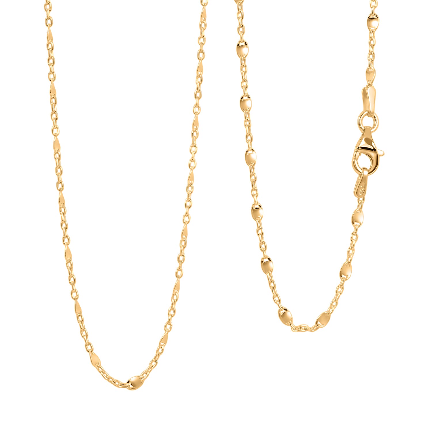 shop lc Italian Confetti Chain Necklace in 14K Yellow Gold Over Sterling Silver 2.63 Grams 20 Inches