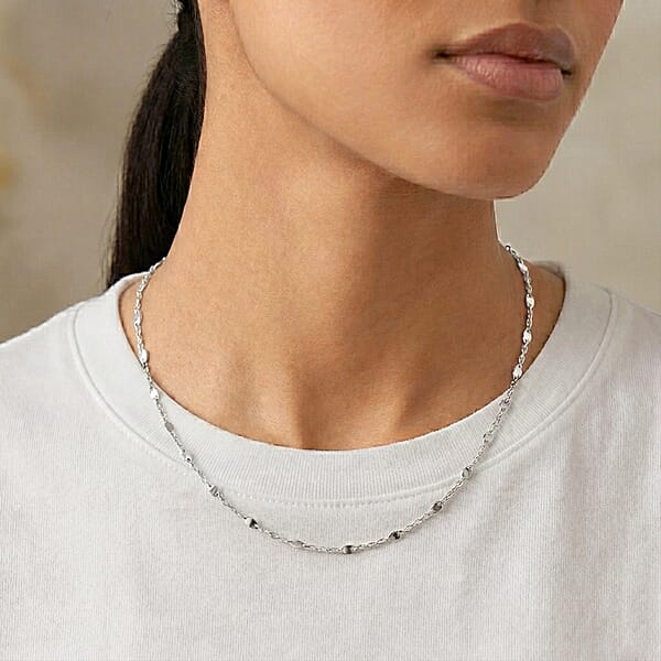 Shop Lc Italian Confetti Chain Necklace In Rhodium Over Sterling Silver 2.71 Grams 20 Inches