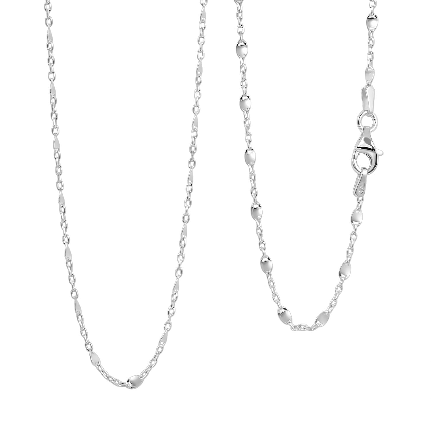 shop lc Italian Confetti Chain Necklace in Rhodium Over Sterling Silver 2.71 Grams 20 Inches