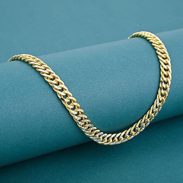 Shop Lc Italian Curb Chain Necklace In 14K YG Over And Sterling Silver 34.3 Grams 22 Inches