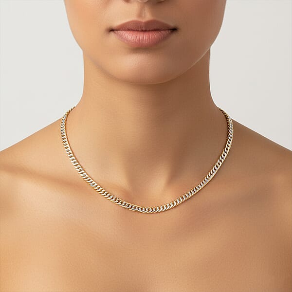 Shop Lc Italian Curb Chain Necklace In 14K YG Over And Sterling Silver 34.3 Grams 22 Inches