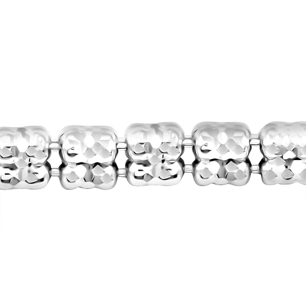Shop Lc Italian Diamond Cut ICE Round Chain 3 Row Bracelet In Rhodium Over Sterling Silver (7.25 In) 7.69 Grams