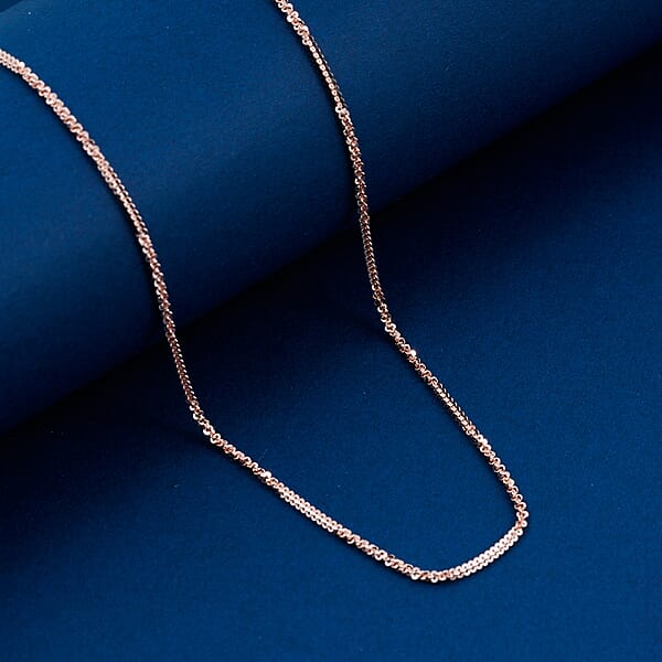 Shop Lc Italian Diamond-cut Rock Chain Necklace In 14K Rose Gold Over Sterling Silver 3.22 Grams 20 Inches