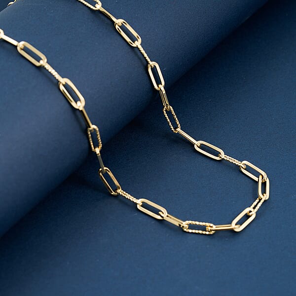 Shop Lc Italian Dual Glow Paperclip Necklace In 10K Yellow Gold 4.6 Grams 18-20 Inches