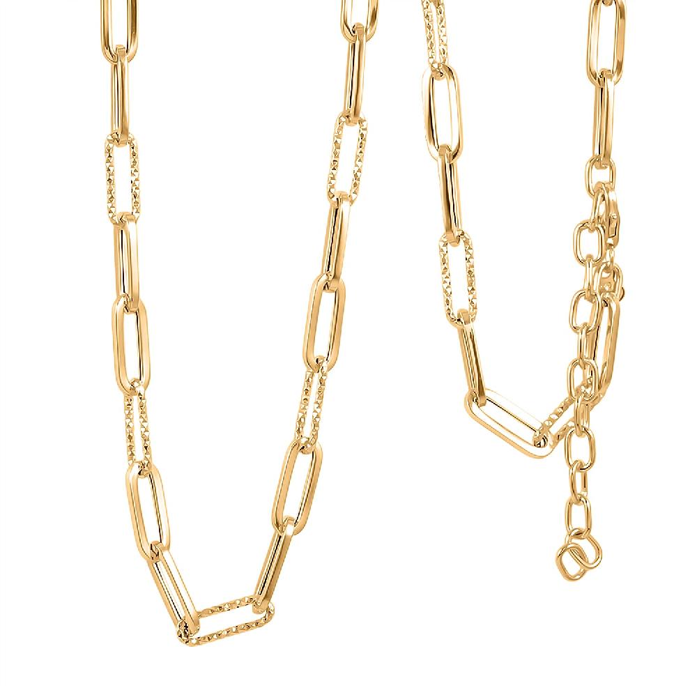 shop lc Italian Dual Glow Paperclip Necklace in 10K Yellow Gold 4.6 Grams 18-20 Inches