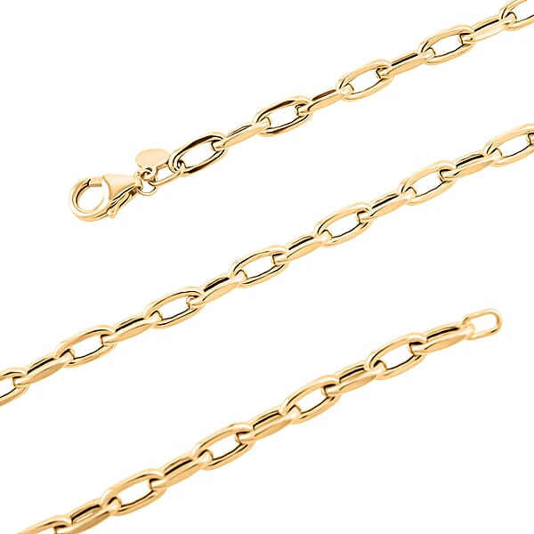 Shop Lc Italian Faceted Mirror Link Oval Necklace In 10K Yellow Gold 5.34 Grams 20 Inches