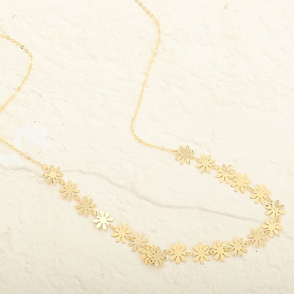 Shop Lc Italian Flower Station Necklace In 10K Yellow Gold 1.60 Grams 18-20 Inches