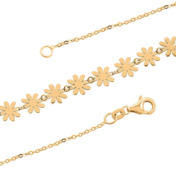 Shop Lc Italian Flower Station Necklace In 10K Yellow Gold 1.60 Grams 18-20 Inches