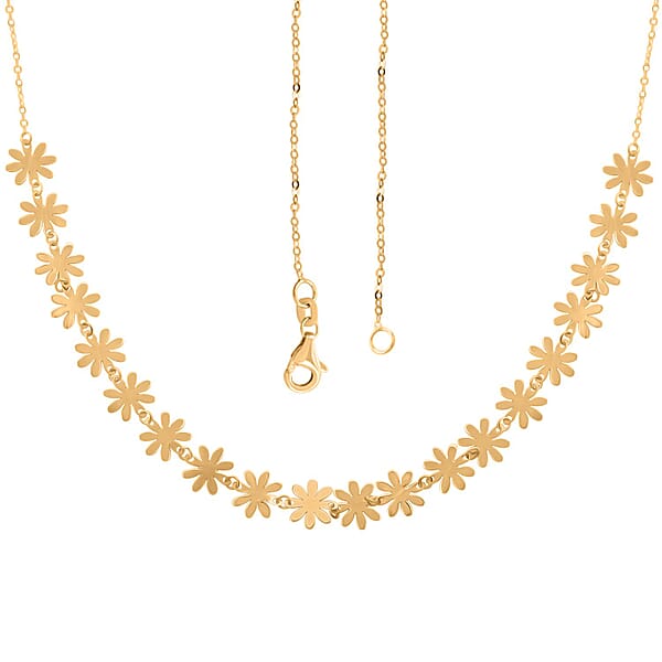 Shop Lc Italian Flower Station Necklace In 10K Yellow Gold 1.60 Grams 18-20 Inches
