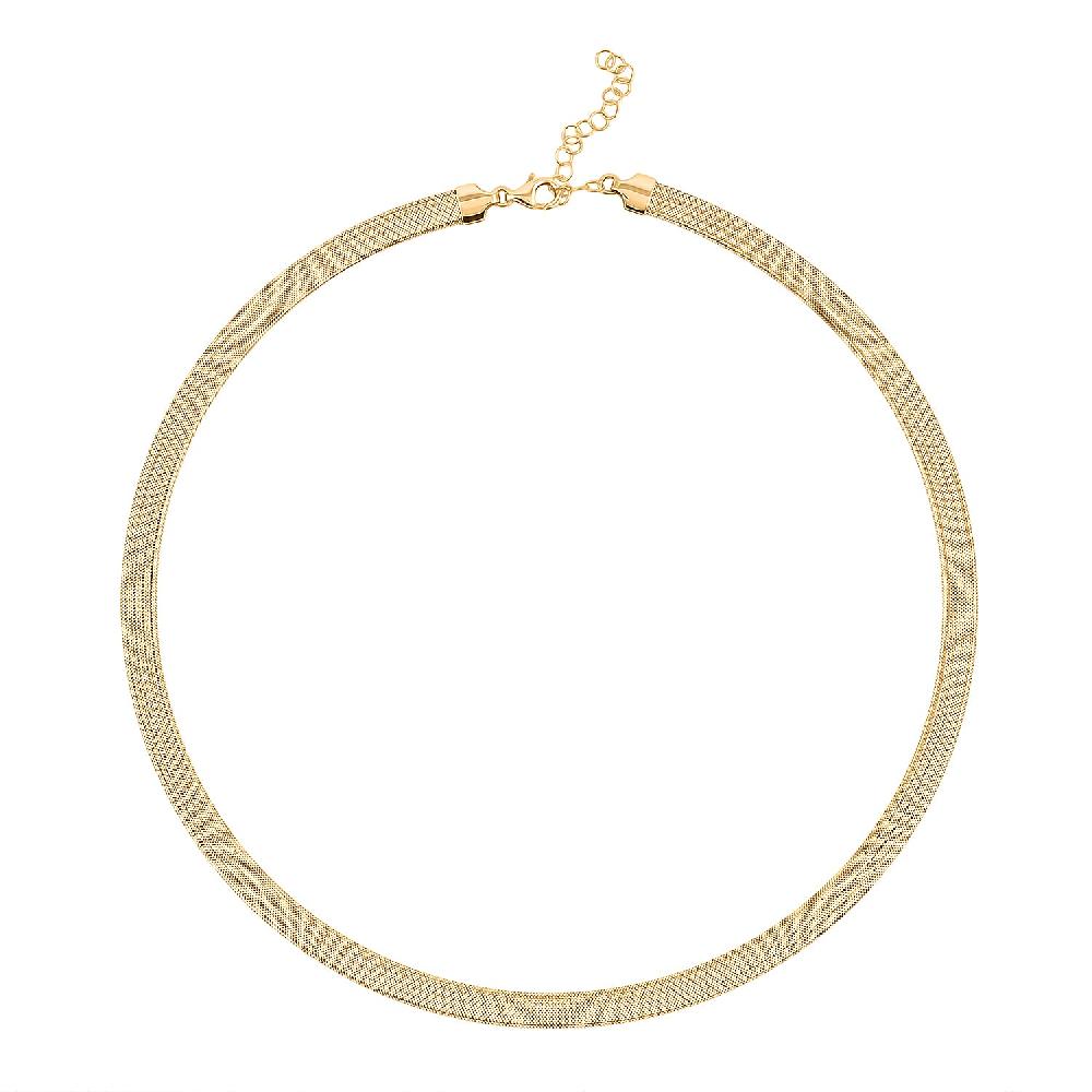 shop lc Italian Greek Key Mesh Omega Chain Necklace in 10K Yellow Gold 4.46 Grams 18-20 Inches