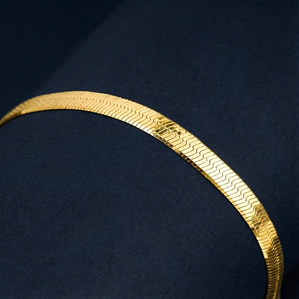 Shop Lc Italian Herringbone Chain Bracelet In 14K Yellow Gold Over Sterling Silver (7.00 In) 4.24 Grams