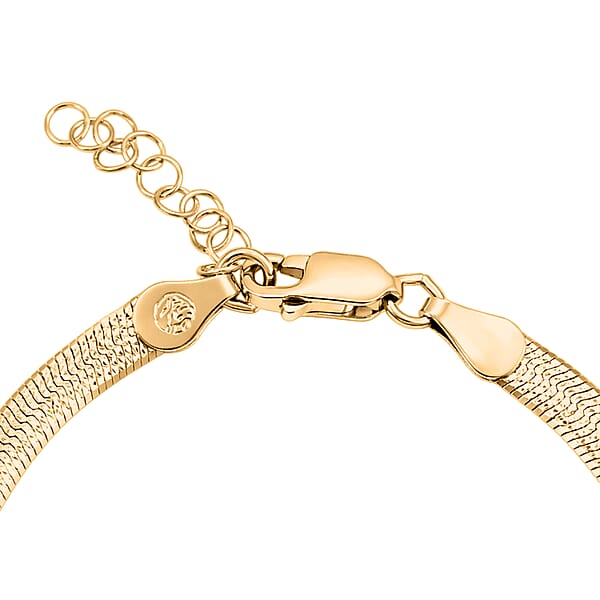 Shop Lc Italian Herringbone Chain Bracelet In 14K Yellow Gold Over Sterling Silver (7.00 In) 4.24 Grams