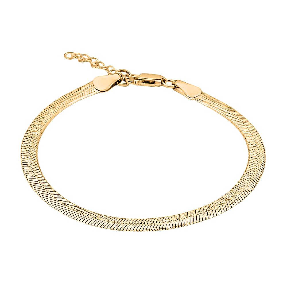 shop lc Italian Herringbone Chain Bracelet in 14K Yellow Gold Over Sterling Silver (7.00 In) 4.24 Grams