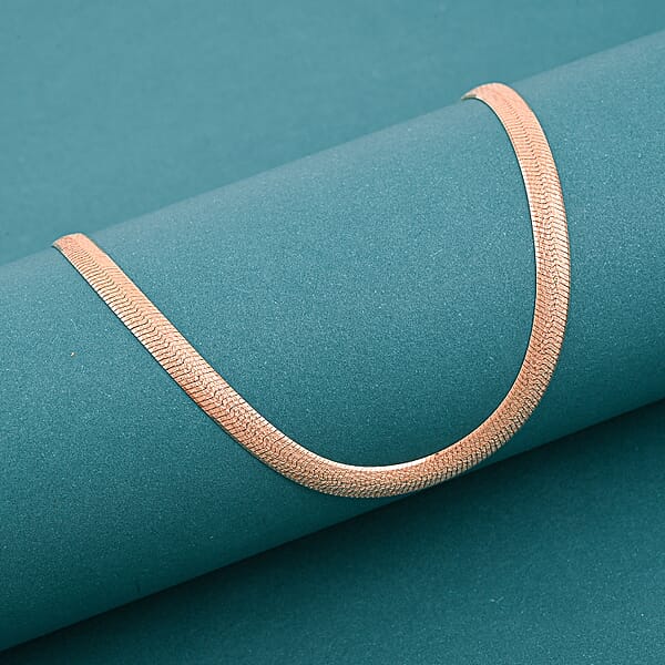 Shop Lc Italian Herringbone Chain Necklace In 14K Rose Gold Over Sterling Silver 10.44 Grams 20 Inches