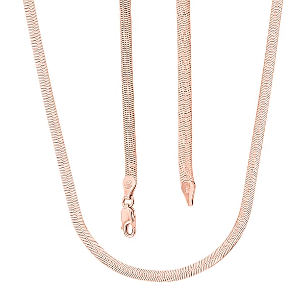 Shop Lc Italian Herringbone Chain Necklace In 14K Rose Gold Over Sterling Silver 10.44 Grams 20 Inches