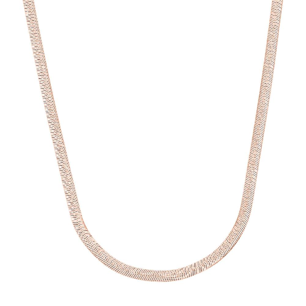 shop lc Italian Herringbone Chain Necklace in 14K Rose Gold Over Sterling Silver 10.44 Grams 20 Inches