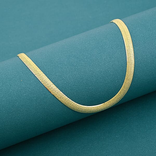 Shop Lc Italian Herringbone Chain Necklace In 14K Yellow Gold Over Sterling Silver 10.21 Grams 20 Inches