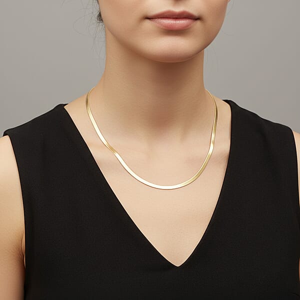 Shop Lc Italian Herringbone Chain Necklace In 14K Yellow Gold Over Sterling Silver 10.21 Grams 20 Inches
