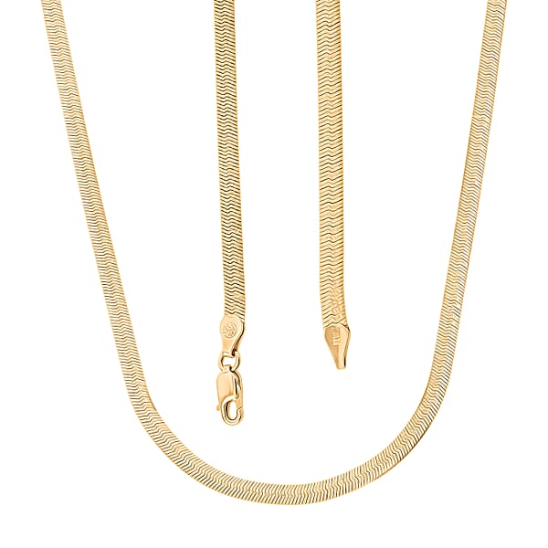 Shop Lc Italian Herringbone Chain Necklace In 14K Yellow Gold Over Sterling Silver 10.21 Grams 20 Inches