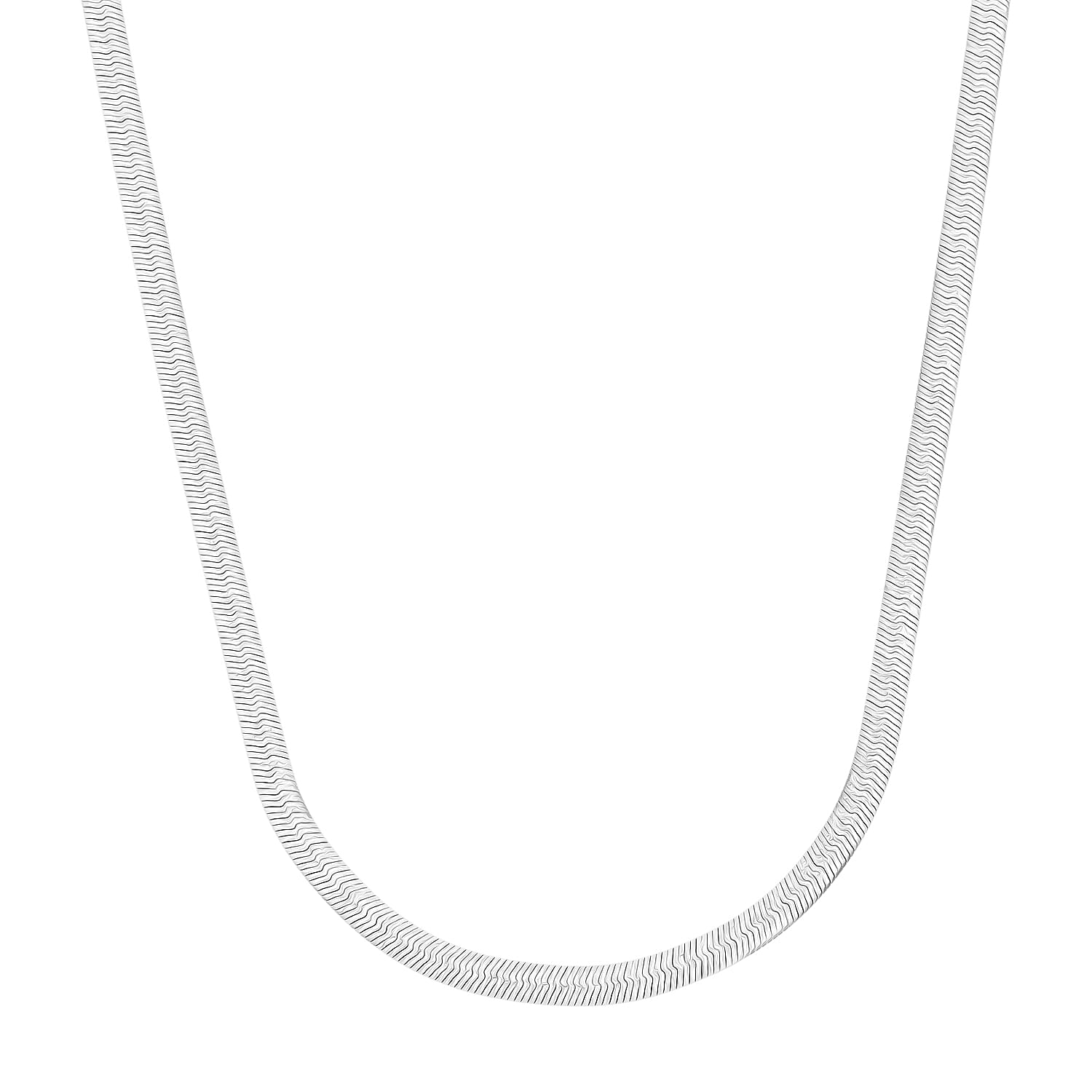 shop lc Italian Herringbone Chain Necklace in Rhodium Over Sterling Silver 10.35 Grams 20 Inches
