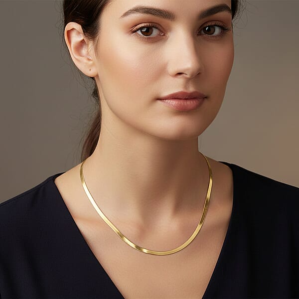 Shop Lc Italian Herringbone Necklace In 14K Yellow Gold Over Sterling Silver 20 Inches 9.83 Grams