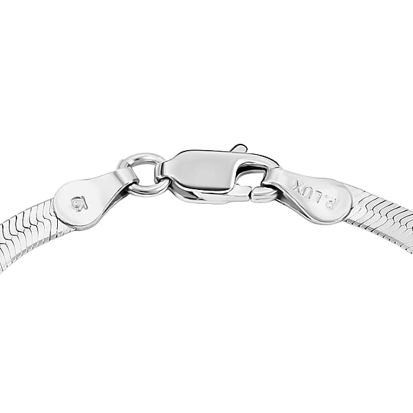 Shop Lc Italian Herringbone Necklace In Rhodium Over Sterling Silver 5.80 Grams 18 Inches