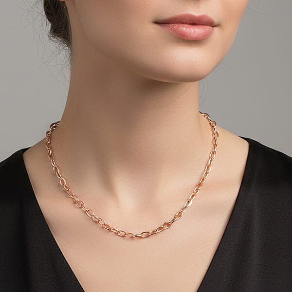 Shop Lc Italian Link Chain Necklace In 14K Rose Gold Over Sterling Silver 8 Grams 20 Inches