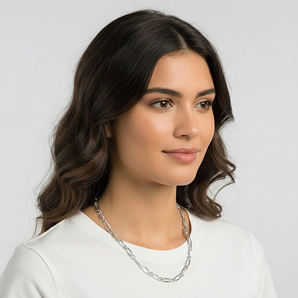 Shop Lc Italian Link Chain Necklace In Sterling Silver 10.50 Grams 24 Inches