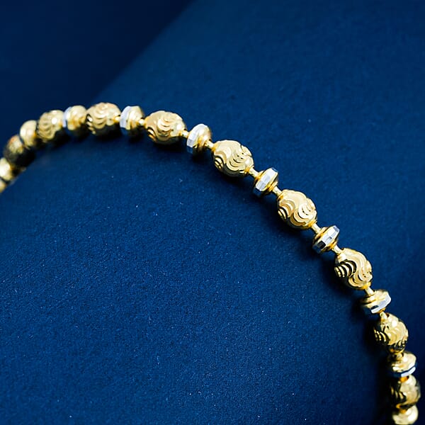 Shop Lc Italian Moon-cut Beaded Chain Bracelet In 14K YG Over And Sterling Silver (7.00 In) 5.47 Grams