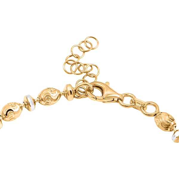 Shop Lc Italian Moon-cut Beaded Chain Bracelet In 14K YG Over And Sterling Silver (7.00 In) 5.47 Grams