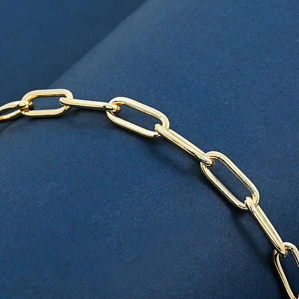 Shop Lc Italian Paper Clip Chain Bracelet In 14K Yellow Gold Over Sterling Silver (7.00 In) 5.50 Grams