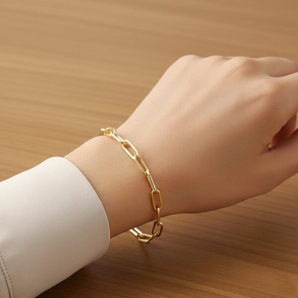 Shop Lc Italian Paper Clip Chain Bracelet In 14K Yellow Gold Over Sterling Silver (7.00 In) 5.50 Grams