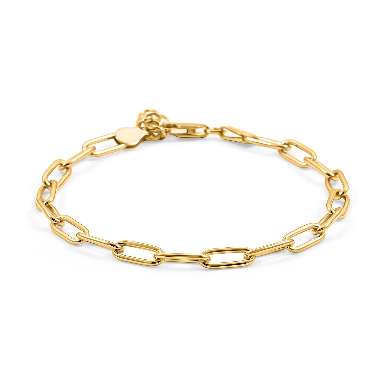 shop lc Italian Paper Clip Chain Bracelet in 14K Yellow Gold Over Sterling Silver (7.00 In) 5.50 Grams