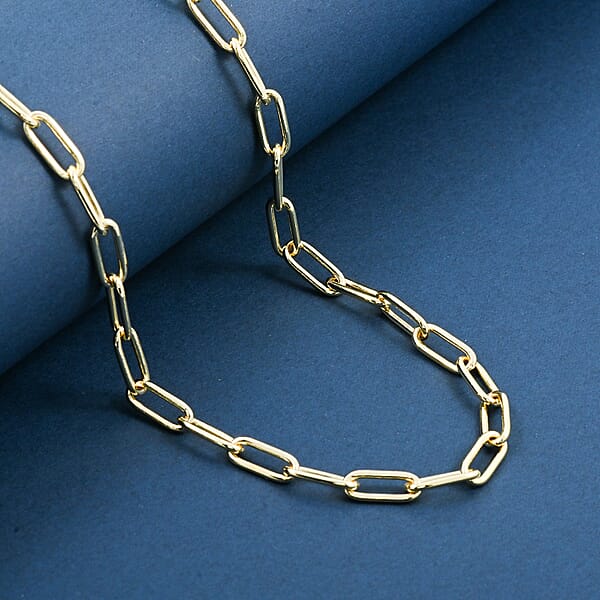 Shop Lc Italian Paper Clip Chain Necklace In 14K Yellow Gold Over Sterling Silver 14.94 Grams 20 Inches